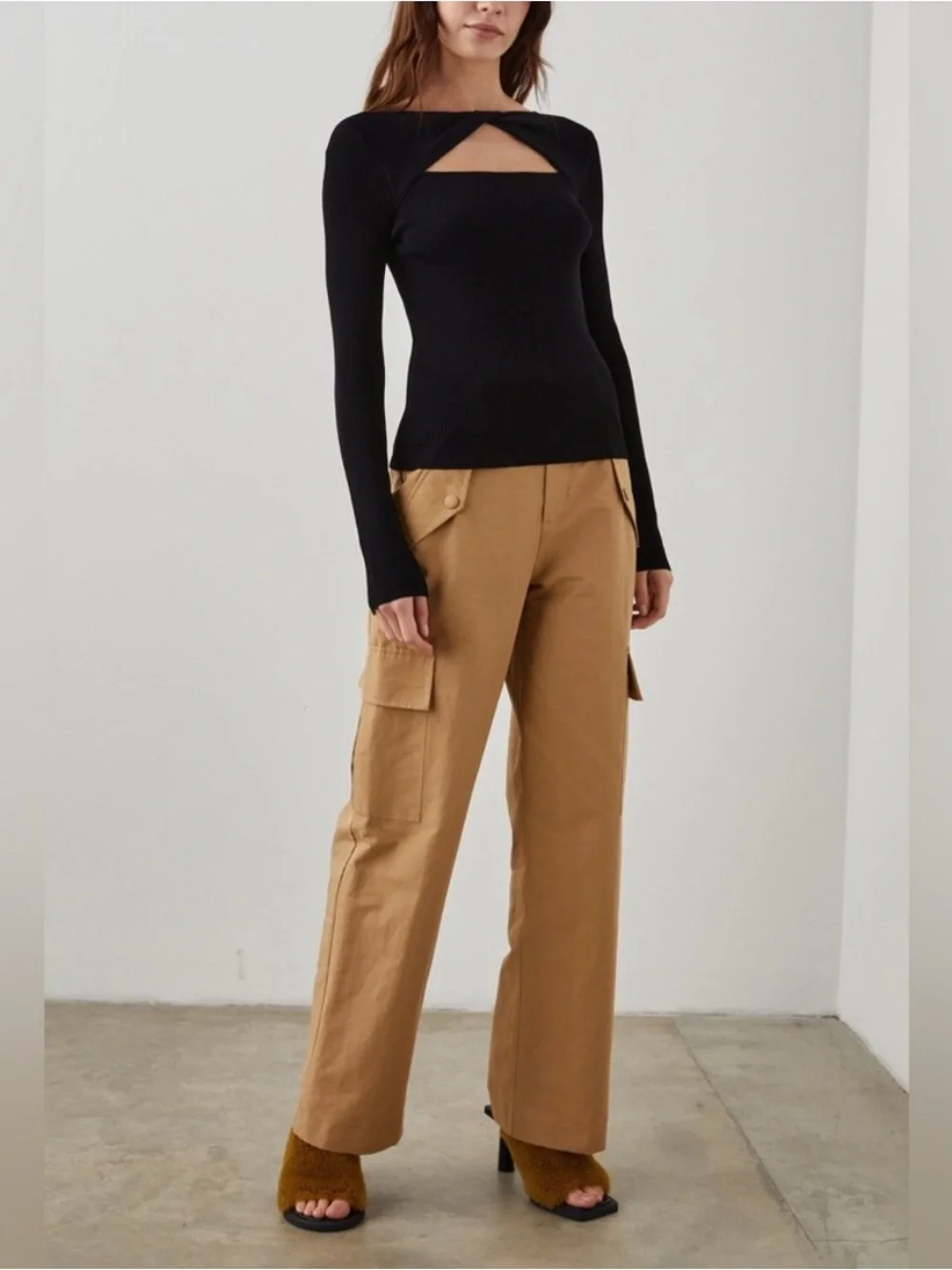 Rails Women’s Daley Cotton Linen Wide Leg Cargo Pants In Camel size 4 Neutral - Picture 4 of 6